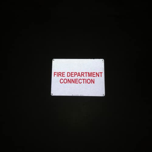 TRADESAFE Fire Department Connection Sign - FDC Wall Signs, Quick Install Aluminum Safety Sign, Light Reflective, UV-Resistant, Waterproof, 14” X 10” Fire Safety Signs For Business - style: Fire Department Connection