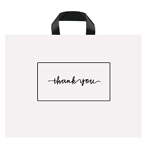 Thank You Shopping Bags - Soft Loop Handles White 50Pcs 12x15In - color: White, style: 12x15 in