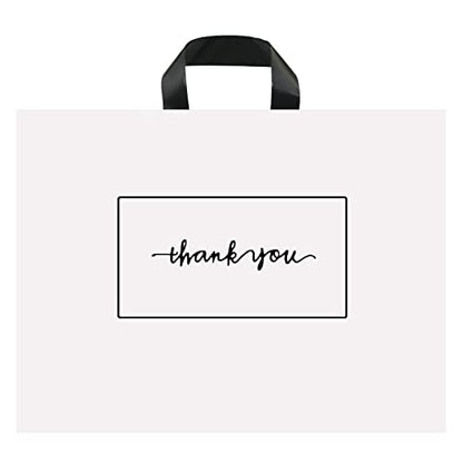 Thank You Shopping Bags - Soft Loop Handles White 50Pcs 12x15In - color: White, style: 12x15 in