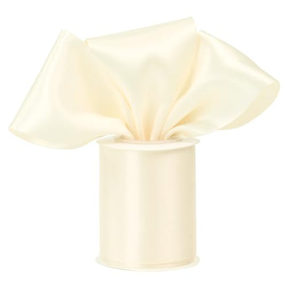 Ivory Double-Faced Satin Ribbon, 3 Inch x 10 Yards - color: Ivory
