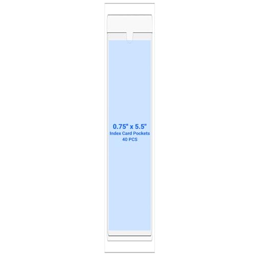 40 PCS Clear Self Adhesive Plastic Label Pockets, Top Loading Business & Library Index Card Holders, Peel and Stick Sleeves for Storage Bins, Totes, Binders and Drawers (0.75 x 5.5 Inch) - size: 0.75" x 5.5", style: Vertical