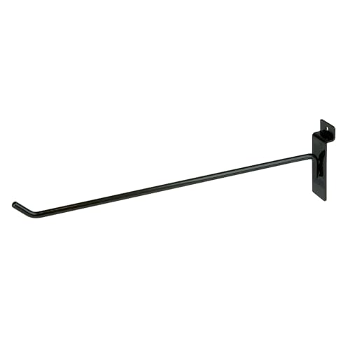 Econoco Slatwall Deluxe Hooks, 96 Pack, Black, 12in - color: Black, size: 12" Length