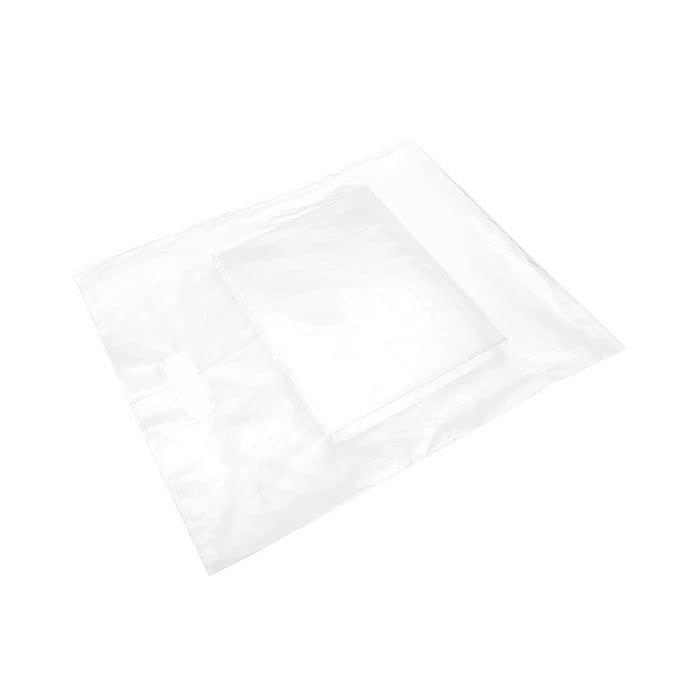 100 Frost Handle Bags 15x18, Extra Thick 2.25 Mil Retail Plastic Shopping Merchandise Gift Bags Tear Resistant Strong Durable Anti Stretch For Small Business LDPE Die Cut, ClearBags, 100% Recyclable - size: 15" x 18"
