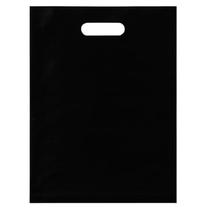 ASSUREPAK Black LDPE Die Cut Bags, 12" x 15", 1.5 Mil, 500 Count