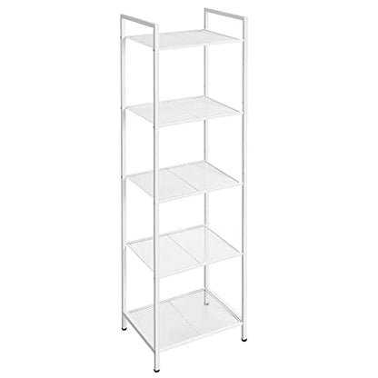 SONGMICS 5-Tier Storage Rack, Bathroom Shelf, Extendable Plant Stand - color: White, size: 5 Tiers