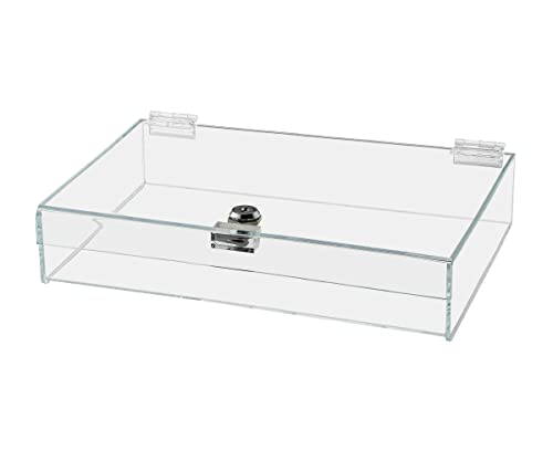 Acrylic Locking Display Case with Keys 12" x 10" x 3" Clear Countertop Tray with Lid for Artifacts Collectibles Jewelry Currency and Coins at Tradeshows and Expos by Marketing Holders - size: 12"w x 10"d x 3"h