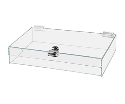 Acrylic Locking Display Case with Keys 12" x 10" x 3" Clear Countertop Tray with Lid for Artifacts Collectibles Jewelry Currency and Coins at Tradeshows and Expos by Marketing Holders - size: 12"w x 10"d x 3"h