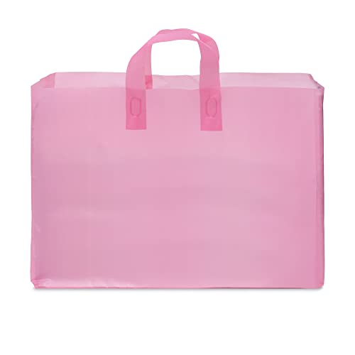 Prime Line Packaging Pink Bags with Handles, Frosted Bags, 16x6x12, 100 Ct