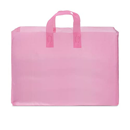 Prime Line Packaging Pink Bags with Handles, Frosted Bags, 16x6x12, 100 Ct