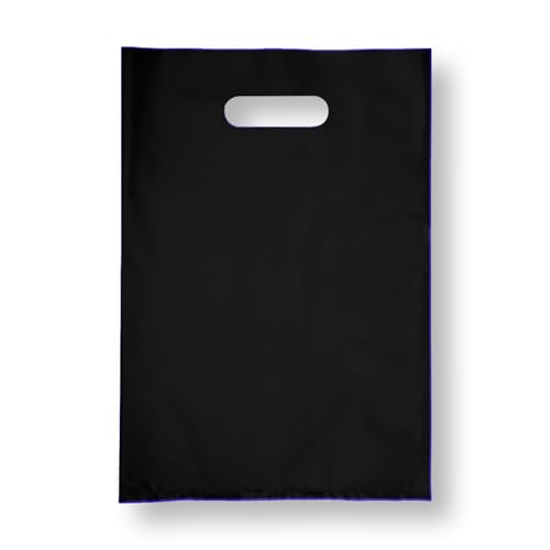 Infinite Pack Die Cut Handle Plastic Bag, 9x12, Black, 500 Pack - color: Black, size: 9" X 12", PACK OF 500