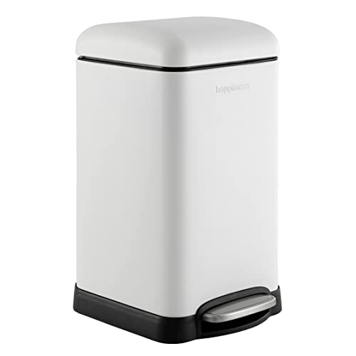 happimess Betty Retro Mini 3.2 Gal Step Trash Can, Cotton White - color: White