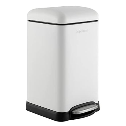happimess Betty Retro Mini 3.2 Gal Step Trash Can, Cotton White - color: White