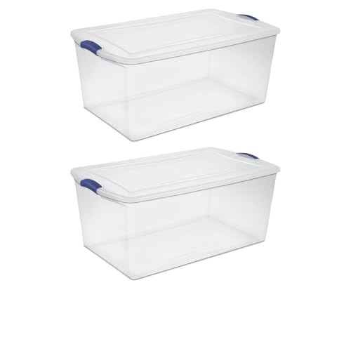 2Pack 105 Quart Clear Plastic Storage Bin with Lid, Large Home Organizer