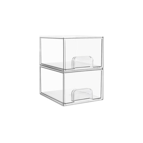 Vtopmart 2 Pack Small Clear Stackable Storage Drawers for Desk, Countertop - style: 2pack-Clear