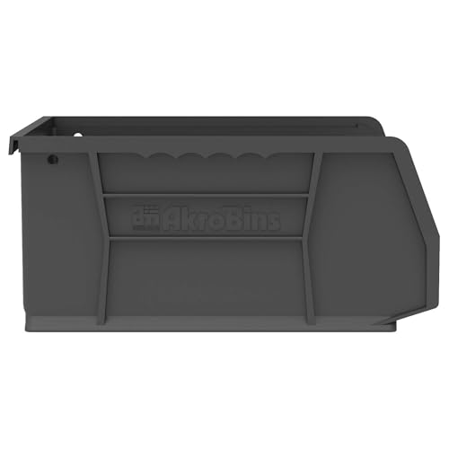 Akro-Mils 30235 AkroBins Plastic Storage Bins, 11"x11"x5", Black, 6-Pack - color: Black
