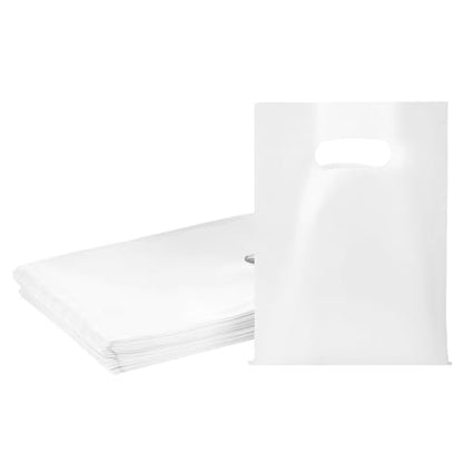 100 PCS White Small Gift Bags, 6"x8" Party Favor Goodie Bags, Treat Retail Pouches with Handle for Kids Birthday, Christmas, Small Businesses - color: White-100PCS