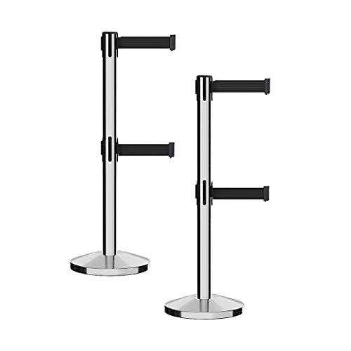 Crowd Control Warehouse CCW RBB-100D Retractable Stanchion Barriers, 2-Pack - color: Black, size: 7.5 Foot