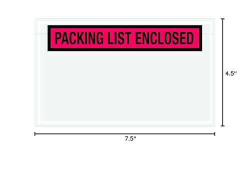 Aviditi PL461 Poly Envelope, Legend PACKING LIST ENCLOSED, 4-1/2 Length x 7-1/2 Width, 2 mil Thick, Red/Black on White (Case of 1000) by Aviditi