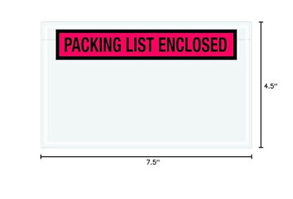 Aviditi PL461 Poly Envelope, Legend PACKING LIST ENCLOSED, 4-1/2 Length x 7-1/2 Width, 2 mil Thick, Red/Black on White (Case of 1000) by Aviditi