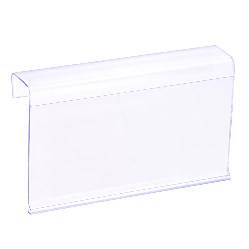 MECCANIXITY Label Holder L Shape 100x60mm Clear Plastic for Wire Shelf, Pack of 30