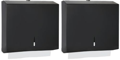 Stardrix Paper Towel Dispenser Wall Mount, Matte Black Stainless Steel Commercial Paper Towel Holder with Lock, Large Capacity 250 C Fold/300 Multifold Towels (Pack of 2) - color: Black, size: 250 C Fold/300 Multi-Fold with Lock (Pack of 2)