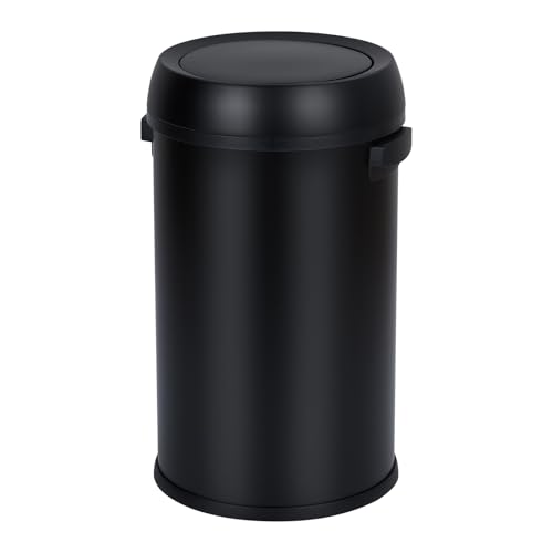 Garvee 17 Gal/65 L Trash Can, Fingerprint-Proof Stainless Steel Swing Top Garbage Can, Heavy Duty Commercial Round Trash Bin with Swing Lid for Restaurant, Home, Office, Black - color: Black, size: 17 Gallon Swing Top