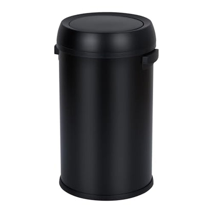 Garvee 17 Gal/65 L Trash Can, Fingerprint-Proof Stainless Steel Swing Top Garbage Can, Heavy Duty Commercial Round Trash Bin with Swing Lid for Restaurant, Home, Office, Black - color: Black, size: 17 Gallon Swing Top