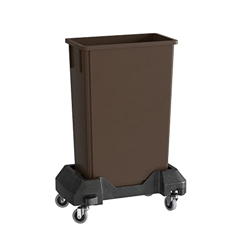 23 Gallon Brown Slim Jim Trash Can with Dolly - color: Brown, size: With Wheels, style: No Lid
