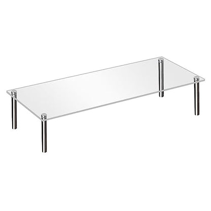 Teensery 1 Pc Acrylic Display Riser Clear Rectangle Cupcake Stand Countertop Dessert Bakery Display Holder Perfume Display Shelf Organizer for Figure, Cupcake, Appetizer, Jewelry, Cosmetic