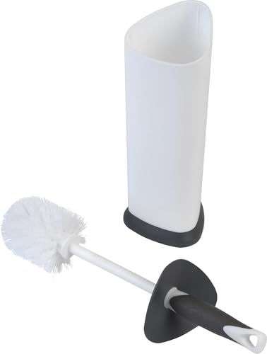 Clorox Covered Toilet Brush and Caddy with Splash Guard & Non-Skid Base, 2-Piece, White - style: Brush with Holder