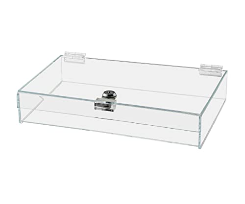 Acrylic Locking Display Case with Keys 12" x 8" x 2.75" Clear Rectangular Countertop Tray with Lid for Artifacts Antiques Collectibles Jewelry Currency and Coins by Marketing Holders - size: 12"w x 8"d x 2.75"h