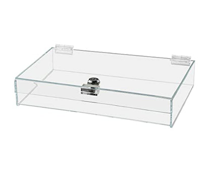 Acrylic Locking Display Case with Keys 12" x 8" x 2.75" Clear Rectangular Countertop Tray with Lid for Artifacts Antiques Collectibles Jewelry Currency and Coins by Marketing Holders - size: 12"w x 8"d x 2.75"h