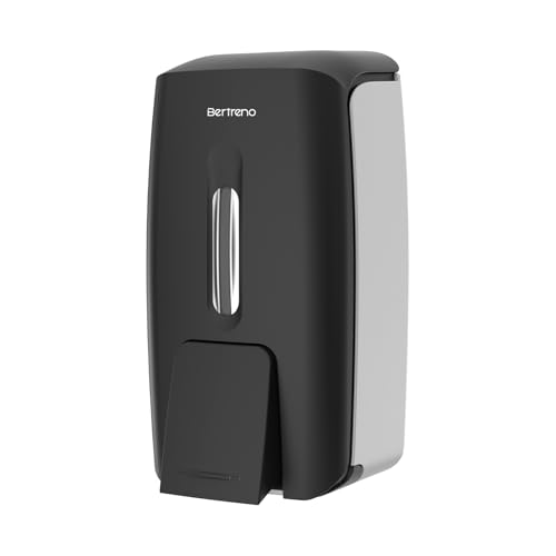 Commercial Soap Dispenser Wall Mount Manual Pump Hand Soap Dispenser 800ml Gel Liquid Hand Sanitizer Dispenser Self Adhesive for Home Bathroom (Black) - color: Black