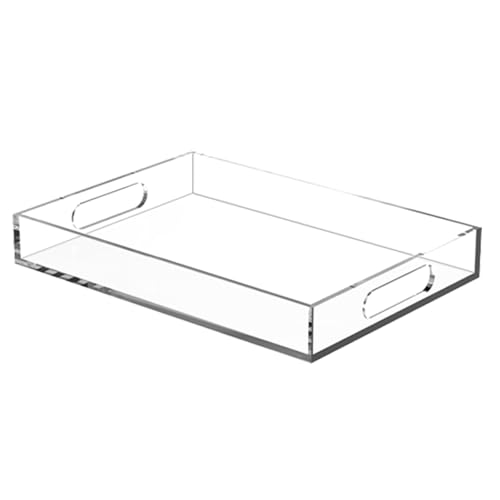 Clear Acrylic Tray with Raised Edges, Multi-Purpose Organizer Tray for Vanity, Bathroom, Kitchen, Countertop, Dresser & Desktop, Waterproof & Scratch-Resistant - size: 11.2" x 7.9" x 1.7"