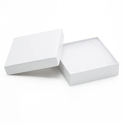 Magicool Hanger 96 Pack 3.5x3.5x1 Inch Cardboard Jewelry Boxes,Used for Necklaces,Bracelets,Earrings,Jewelry,Small Gift Packaging,Jewelry Gift Boxes with Lids and Filled with Cotton(White) - color: White, size: 3.5x3.5x1 Inch (Pack of 96)