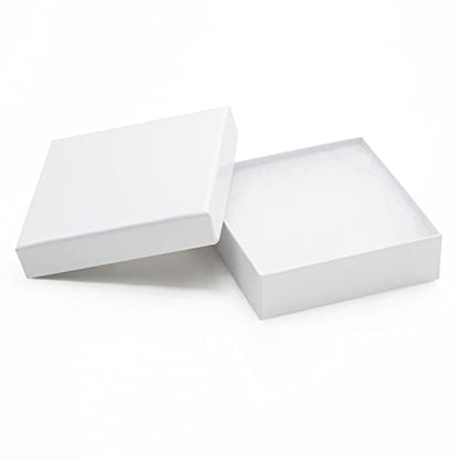 Magicool Hanger 96 Pack 3.5x3.5x1 Inch Cardboard Jewelry Boxes,Used for Necklaces,Bracelets,Earrings,Jewelry,Small Gift Packaging,Jewelry Gift Boxes with Lids and Filled with Cotton(White) - color: White, size: 3.5x3.5x1 Inch (Pack of 96)