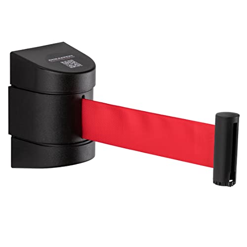 DuraSteel Wall Mount Crowd Control Retractable Belt Barrier - 6.5 Ft Red Retractables Barrier Belt w/ABS Casing, Do Not Enter Crowd Control Barriers Line Divider NOT Stanchions with Retractable Belts - color: Red Belt, size: Guardian 2.0 Black Body