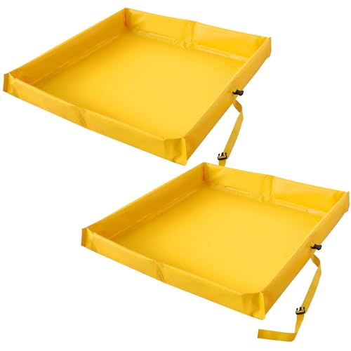 ATOLS Folding Duck Pond 4' x 4' x 6", Portable Spill Containment Tray, Berm, Dog Pool & Plastic Pond Tub for Outdoor Use (2 Pack)