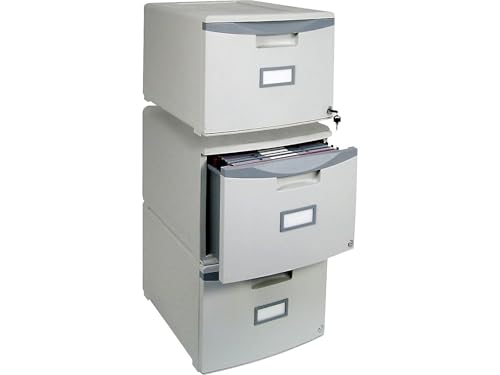 Storex Plastic One-Drawer File Cabinet – Locking Document Organizer for Home and Office, Gray, 1-Pack (61251B01C)