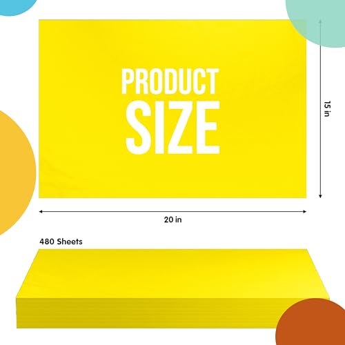 Party Solids Yellow Tissue Paper for Gift Bags 15" X 20" 480 Sheets - color: Yellow, size: 15" X 20"