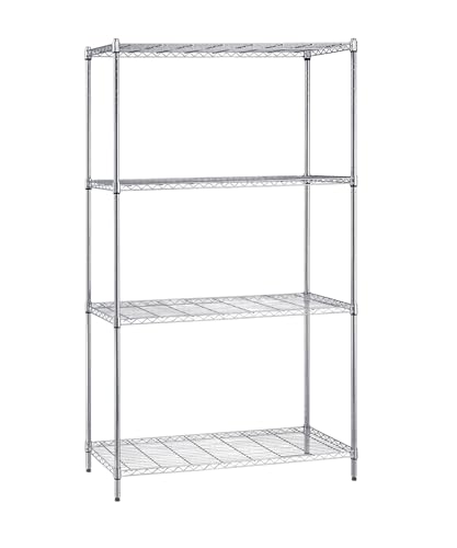 Quantum Storage Systems WR86-2442C Starter Kit for 86" High 4-Tier Wire Shelving Unit, Chrome Finish, 24" Width x 42" Length x 86" Height - size: 86H x 42W x 24D