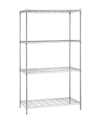 Quantum Storage Systems WR86-2442C Starter Kit for 86" High 4-Tier Wire Shelving Unit, Chrome Finish, 24" Width x 42" Length x 86" Height - size: 86H x 42W x 24D