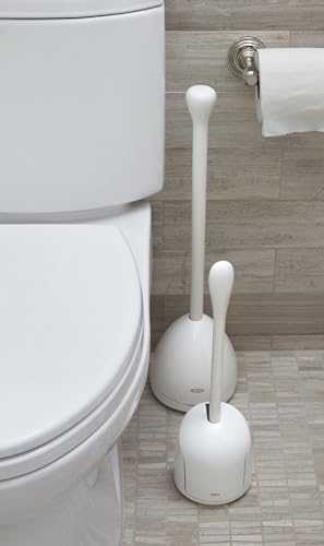OXO Good Grips Compact Toilet Brush & Automatic Canister Door - color: White, size: 1 Count (Pack of 1)