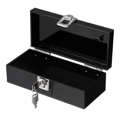 Acrylic Cash Box with Lock, Black Money Holder Organizer - color: Black, size: 7 x 3.1 x 2.3 Inch