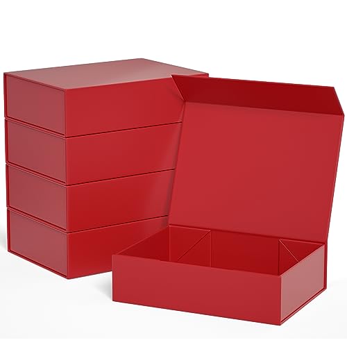 Red Gift Boxes 11.9" x 8.5" x 3.3",Magnetic Closure Gift Box for Presents - color: Red/5PCS