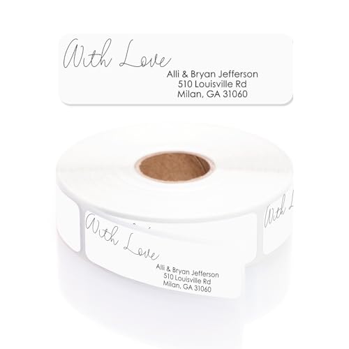 with Love Rolled Address Labels / 250 Personalized Return Address Labels/Designer Address Stickers in Elegant Plastic Dispenser - size: 250 Labels, style: With Love