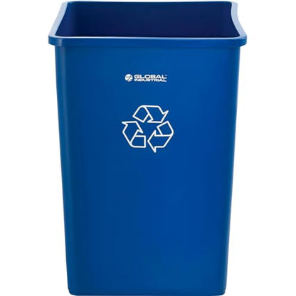 Global Industrial Square Plastic Recycling Trash Can, 35 Gallon Capacity - color: Blue