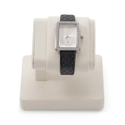 Beige Microfiber Single Watch Stand Wristwatch Display Holder - color: Beige
