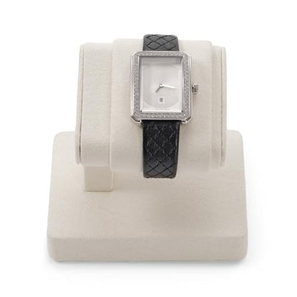 Beige Microfiber Single Watch Stand Wristwatch Display Holder - color: Beige