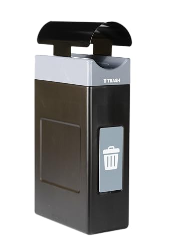 Commercial Zone Avante™ Series Made in The USA, Black Trash Container, 30-Gallon Narrow, Gray Trash Panel, Gray Lid, Black Canopy, Liner Included